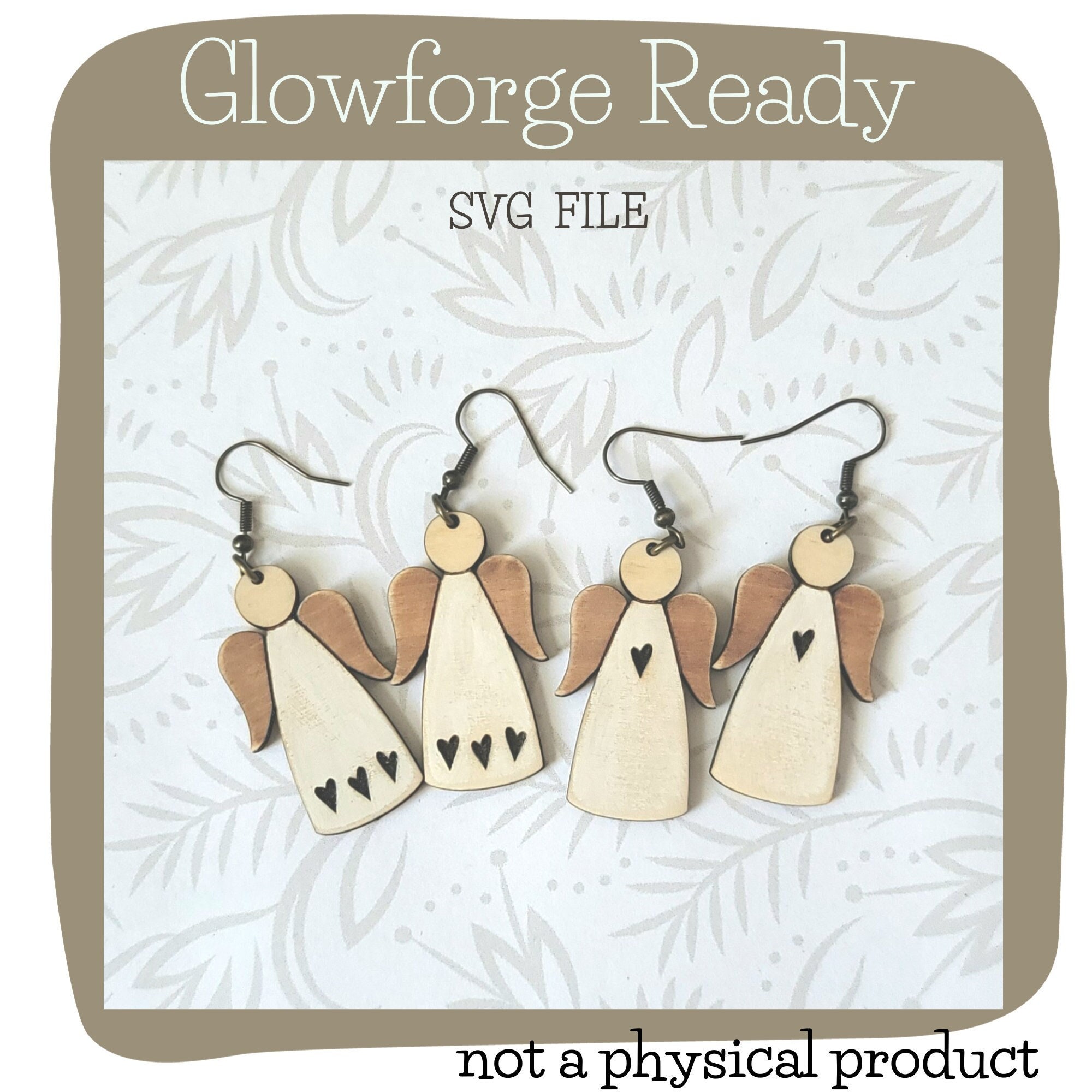 Angel with Hearts Primitive Dangle Earring SVG - Glowforge Ready - SVG ONLY - Christmas - Nativity - Jesus - Thanksgiving - Christian