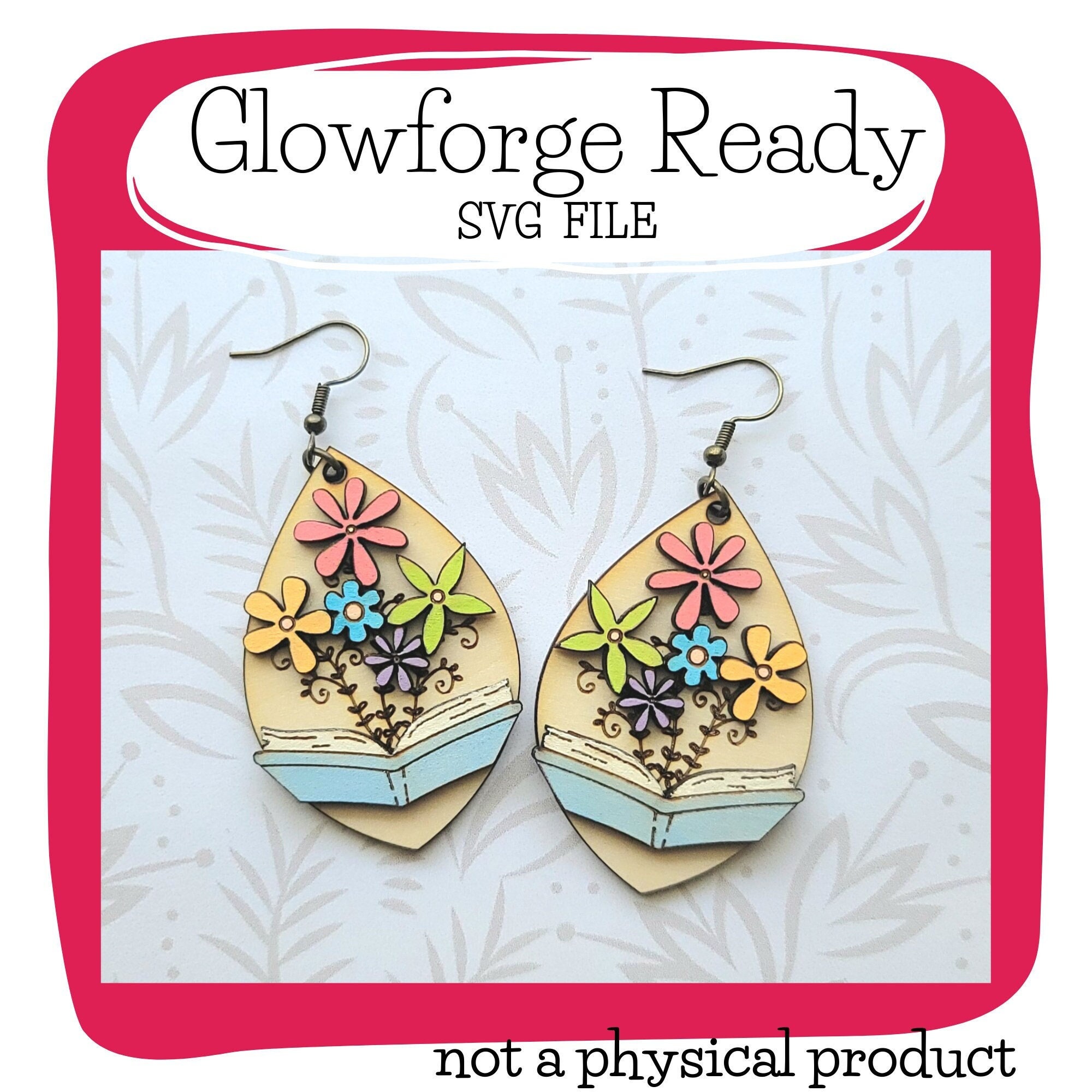 Books and Flowers Earring SVG - Glowforge Tested and Ready - SVG Only - Boho - Library - Funky File