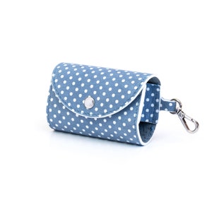 BECHIVA Soft real leather poop bag holder. Dog bag dispenser. Top quality craftsmanship, luxury handmade product. Made in Europe. Blue Pois