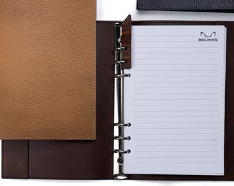 A5 Recycled Leather Notebook: 6-Ring Binder, Personalization Options
