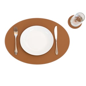 Oval Placemats 45x33cm/18&quot;x13&quot;, Recycled Leather Mats, Table Large Placemats and Coasters, Dining Table Placemats, Quality Handcrafted Gift