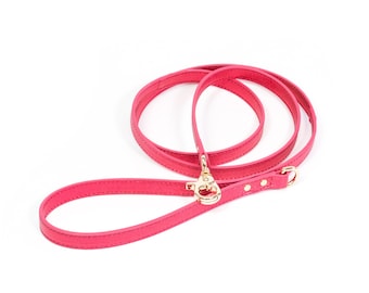 BECHIVA Weiche Echtlederleine für kleine Hunde/Katzen. Chihuahua, Yorkshire Terrier, etc. Hochwertiges, handgefertigtes Luxusprodukt. Rote Farbe