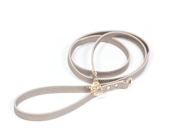 BECHIVA Weiche Echtlederleine für kleine Hunde/Katzen. Chihuahua, Yorkshire Terrier, etc. Hochwertiges, luxuriöses handgefertigtes Produkt. Goldfarbe