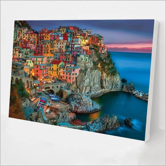 Paint by Number Kit for Adults Cinque Terre DIY Acrylic Painting by Numbers  Easy Paint by Numbers Kit 