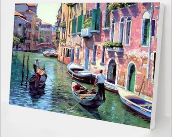 Paint By Number Kit for Adults - Canals of Venice - DIY Acrylic Painting By Numbers - Easy Paint By Numbers Kit