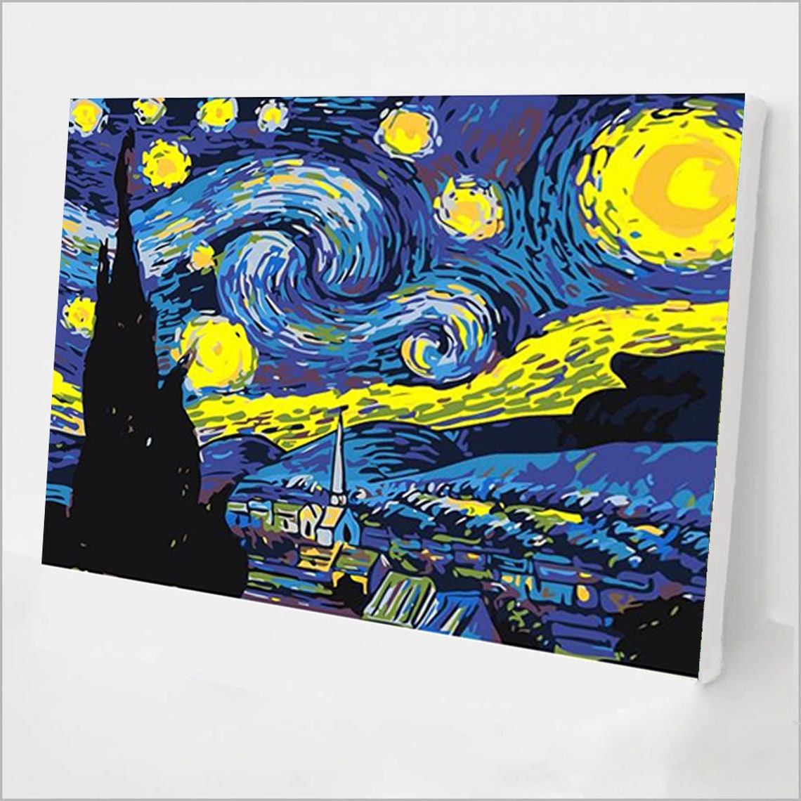 Paint by Number Kit for Adults Starry Night by Van Gogh Etsy