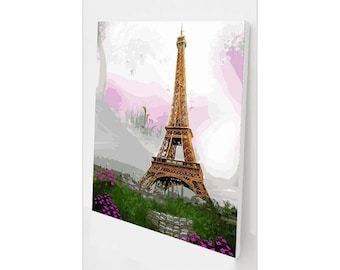 Paint By Number Kit for Adults - Eiffel Tower - DIY Acrylic Painting By Numbers - Easy Paint By Numbers Kit