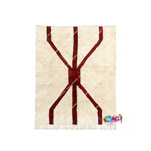 Modern Marokkaans tapijt | Pluche vloerkleed | Aangepast formaat vloerkleed | Berbertapijt | Echt wollen vloerkleed | Geometrisch vloerkleed | Handgemaakt vloerkleed | Beni