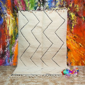 Beautiful Beni Ourain Carpet, Handmade Moroccan Rug, Unique Moroccan Rugs, Living Room Rug, Tapis Berbère Marocain, Free Delivery