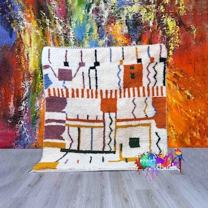Beautiful Berber Moroccan Custom Rug - Moroccan Woolen Carpet - New Azilal Rug - Beni Ouarain Style - New Beni Ouarain Rug - Fine Berber Rug