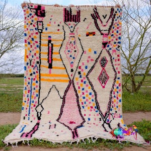 Beautiful Berber Moroccan Rug | Custom Moroccan Woolen Carpet | New Azilal Rug | Beni Ouarain Style | New Beni Ouarain Rug | Fine Berber Rug
