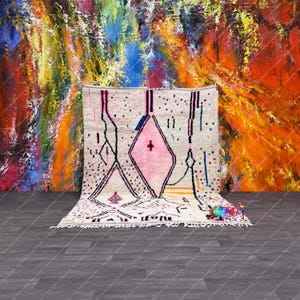 Ready Moroccan Rug | 5.8x6.6 ft / 178x200 cm | Bohemian Rug | Azilal Rug | Morocco Wool Berber Rug | Beni Ouarain Rug | Tapi Maroc
