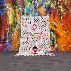 Moroccan Rug | 5x8.4 ft / 151x256 cm | Ready To Ship | Bohemian Rug | Azilal Rug | Morocco Wool Berber Rug | Beni Ouarain Rug | Tapi Maroc