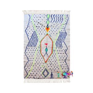 Moroccan Rug Trapezoid | 6.4 x 9.8 ft / 194 x 300 cm | Azilal Rug | Wool Berber Rug | Striped Berber Rug | Handwoven Rug | Beni Carpet