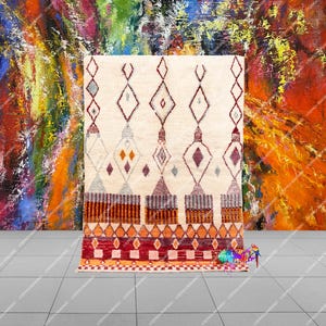 White Boujaad Rug | Moroccan Rug | Tapis | Azilal Rug | Handwoven | Beni Ourain Rug | Genuine Wool Rug | Handmade Rug | Marokkaans Tapijt