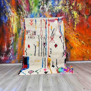 Moroccan Rug, Azilal Rug, Handwoven, Handmade Custom Moroccan Carpet, Genuine Wool Rug, Handmade Rug, Marokkaans Tapijt, Free Shipping