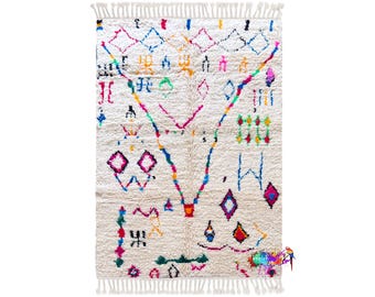 Berber Rug Peach | 5.4x8.2 ft / 166x250 cm | Moroccan | Moroccan Wool | Moroccan Rugs Beni | Handmade Rug | Authentic Moroccan Rug | Rug