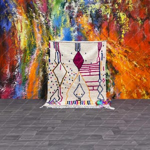 Moroccan Rug | 4.9x6.2 ft / 150x190 cm | Ready To Ship | Bohemian Rug | Azilal Rug | Morocco Wool Berber Rug | Beni Ouarain Rug | Tapi Maroc