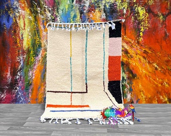 Handmade Beni Ourain Rug, Moroccan Wool Rug, Custom Size Atlas Mountains Rug, Neutral Berber Area Rug