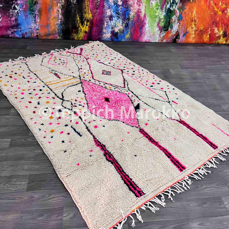 Moroccan Rug | Tapi Maroc | Teppich Wolle | Woolen Carpet | Azilal Rug | Teppich Rug | Beni Ouarain Style | Fine Berber Rug | Wolle Rug afbeelding 3