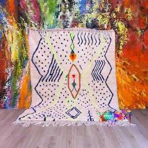 Berber Moroccan Costum rug - Moroccan Woolen carpet - New Azilal rug - Beni ouarain style - New Beni ouarain rug - fine berber rug