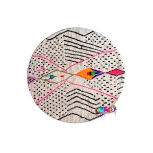 Unique Round Rug | Teppich Round | Tapi Maroc | Wolle | Moroccan Rug | Berber Rug | Handmade 100% | Authentic Round Moroccan Rug | Beni Rug