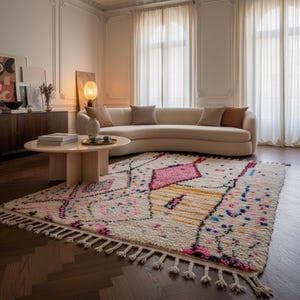 Moroccan Rug | Tapi Maroc | Teppich Wolle | Woolen Carpet | Azilal Rug | Teppich Rug | Beni Ouarain Style | Fine Berber Rug | Wolle Rug afbeelding 2