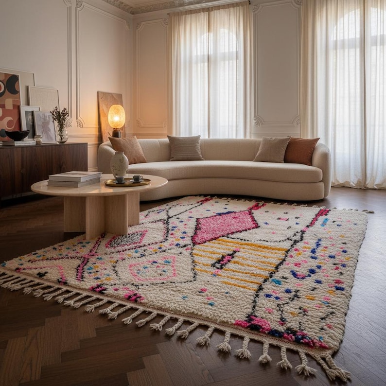 Moroccan Rug | Tapi Maroc | Teppich Wolle | Woolen Carpet | Azilal Rug | Teppich Rug | Beni Ouarain Style | Fine Berber Rug | Wolle Rug afbeelding 2