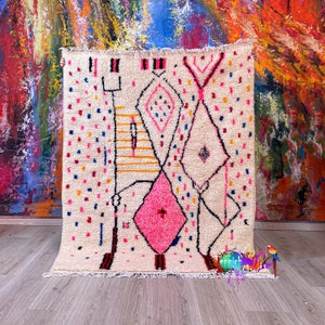 Custom Moroccan Colorful Rug, Azilal  Rug, Authentic Moroccan Rug, Custom Carpet, Rug Art, Sale And Free Shipping