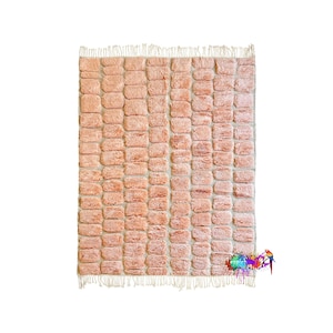 Moroccan Rug | Peach Color | Shag Rugs | Beni Mrirt Rugs | Area Rug | Wool Rug | Teppich | Boho Rug | Tapis Marocain | Soft | Gift Home