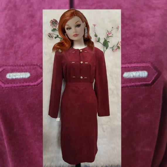 Duchessduvintage 90s Burgundy blazer and skirt set size 14 petite