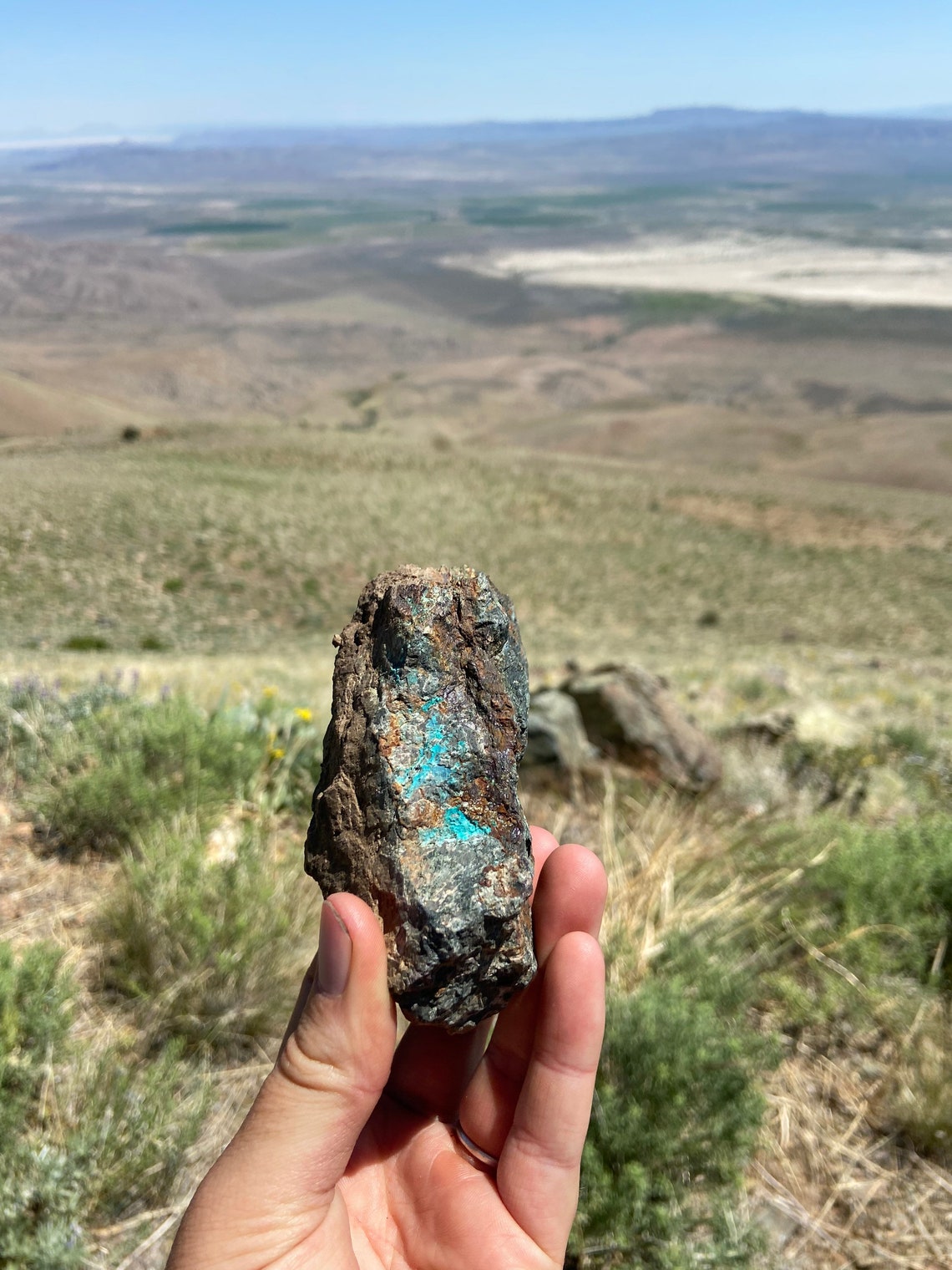 Exposed copper vibrant Blue rock Etsy