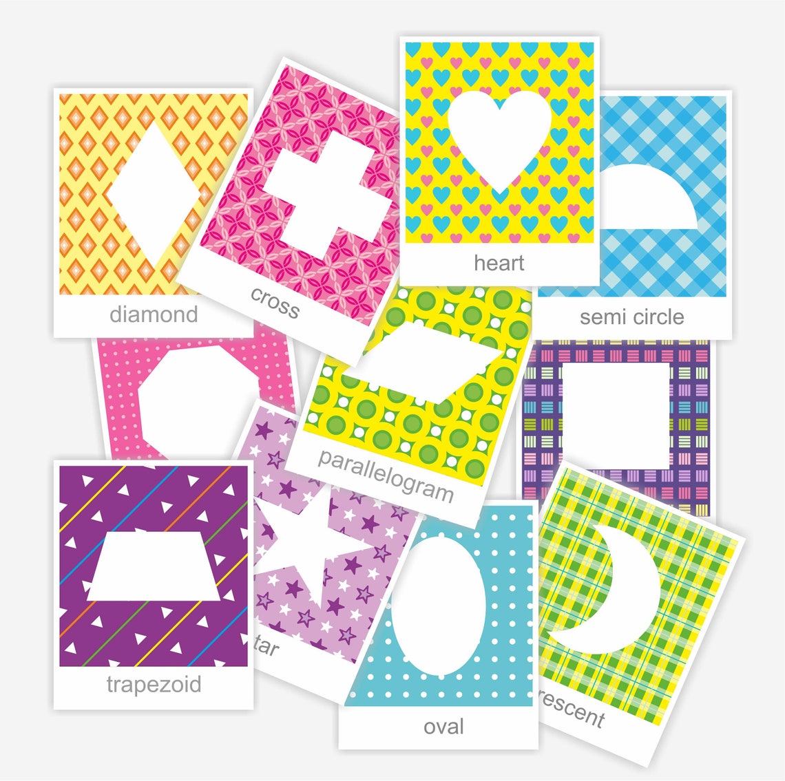 Shapes Montessori Flashcards Pattern Match Activity Toddler Etsy