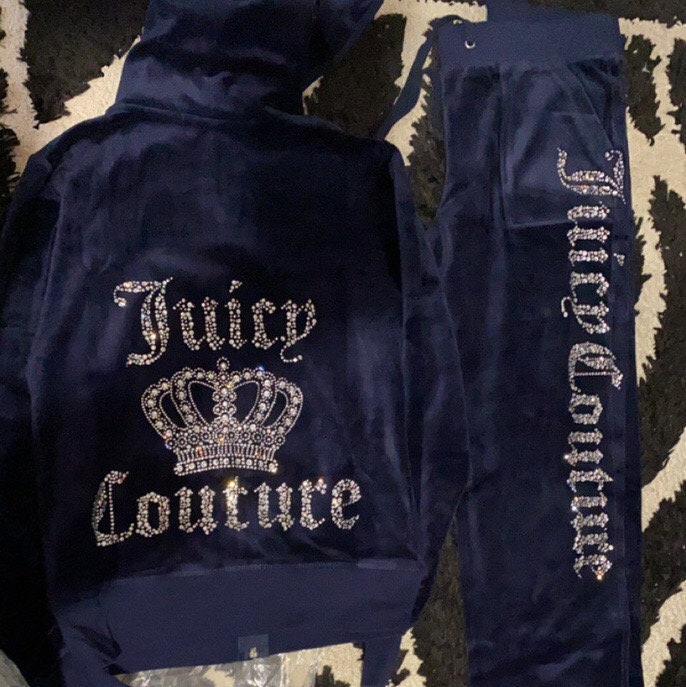 Juicy couture navy blue velour tracksuit Etsy