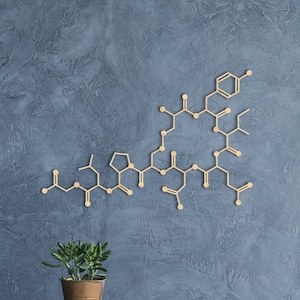 Oxytocin molecule wall art, love hormone art, chemistry decoration, molecular formula decor
