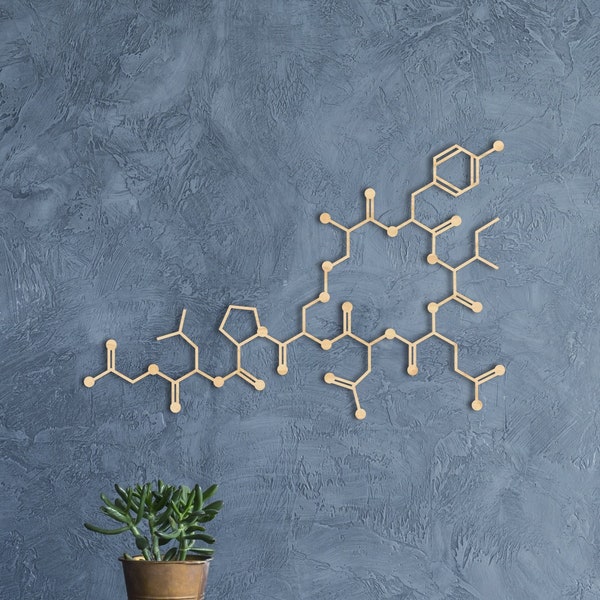 Oxytocin molecule wall art, love hormone art, chemistry decoration, molecular formula decor