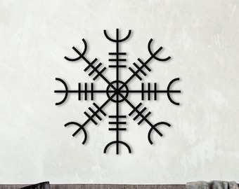 Helm of Awe Wood Wall Decor: Aegishjalmur Viking Protection Sign