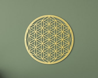 Houten muurkunst Flower of Life: decor heilige geometrie