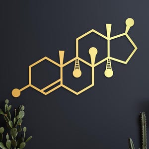 Testosterone Molecule Wood Wall Art, Science Classroom Decor