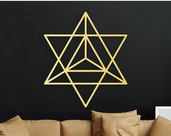 Arte mural Merkaba de madera: Octaedro estrellado, decoración espiritual