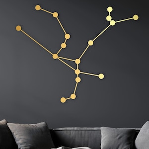 Art mural constellation d'Andromède, décoration de carte des étoiles en bois, décoration murale céleste