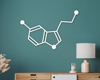 Serotonin molecule geometric wall art, chemical wall decor, chemistry wall art, molecular formula, therapist wall art