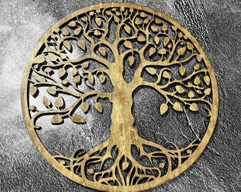 Tree of life wood wall decor, celtic knot wall art, tree decor, circle tree of life, office decor, housewarming gift