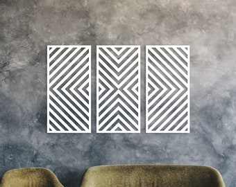 Geometric Wood Wall Art Panels: Custom 3-Piece Decor