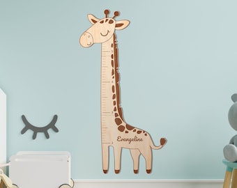 Safari Giraffe Growth Chart: Wooden Kids Room Decor