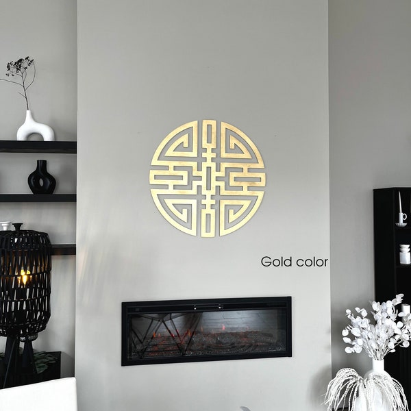 Wealth attraction wall art, cai symbol, chinese decoration, longevity health sign, energy yoga wall hanging, success sign
