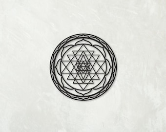 Sri Yantra Wood Wall Art, Sacred Geometry Decor
