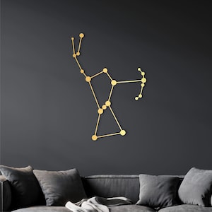 Decorazione da parete con la costellazione di Orione, mappa stellare in legno, arazzo celeste