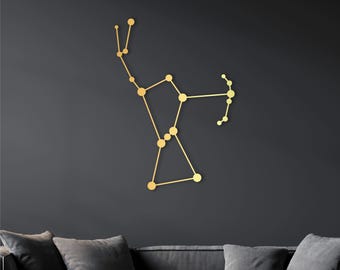 Orion, Konstellation, Wandbild, Wandbild aus Holz als Karte