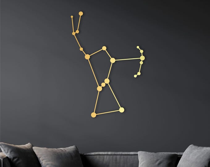 Orion Constellation Wall Art, Wooden Star Map Decor, Celestial Wall Hanging